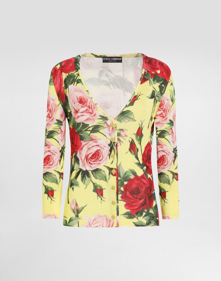 Dolce & Gabbana Cárdigan de punto de seda con estampado Bouquet