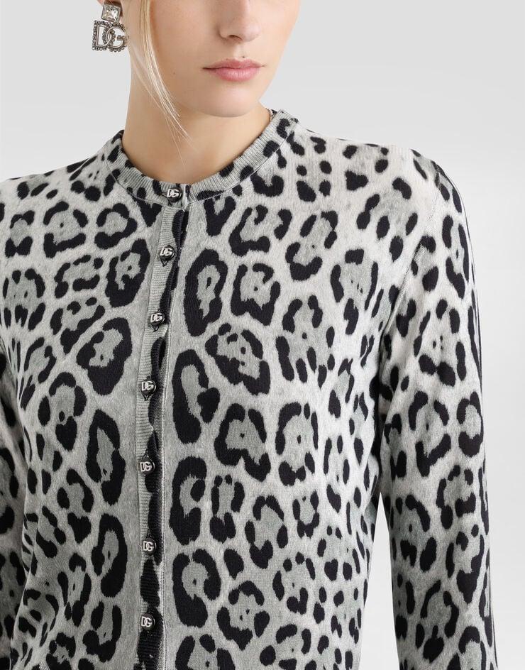 Dolce & Gabbana Cárdigan De Seda Con Estampado Leopardo