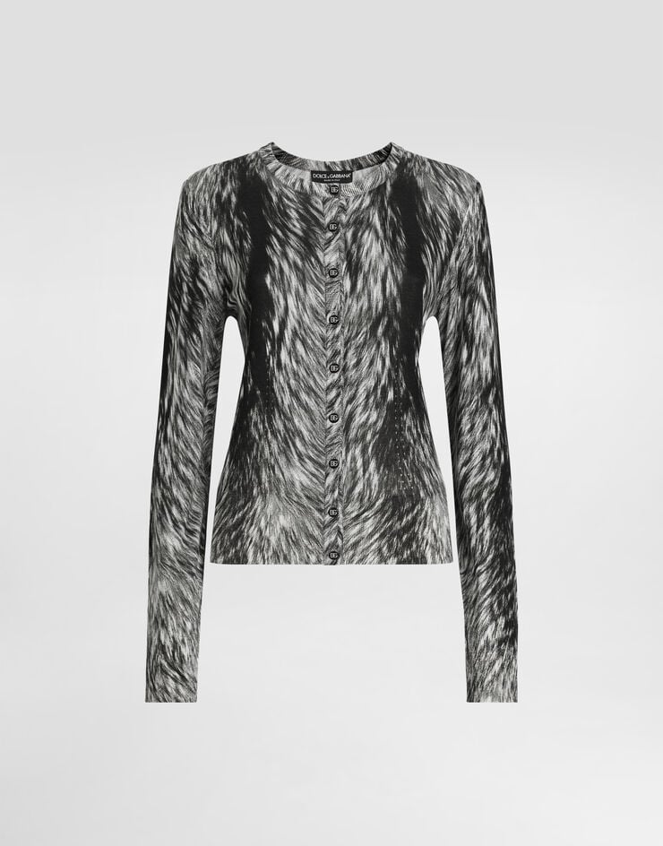 Dolce & Gabbana Cárdigan de seda con estampado piel de animal