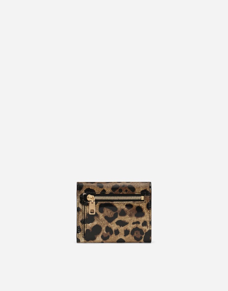 Dolce & Gabbana Cartera En Piel De Becerro Brillante Con Estampado De Leopardo