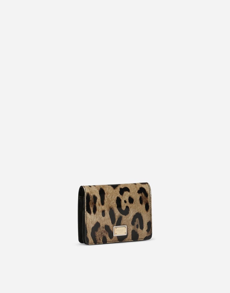 Dolce & Gabbana Cartera En Piel De Becerro Brillante Con Estampado De Leopardo