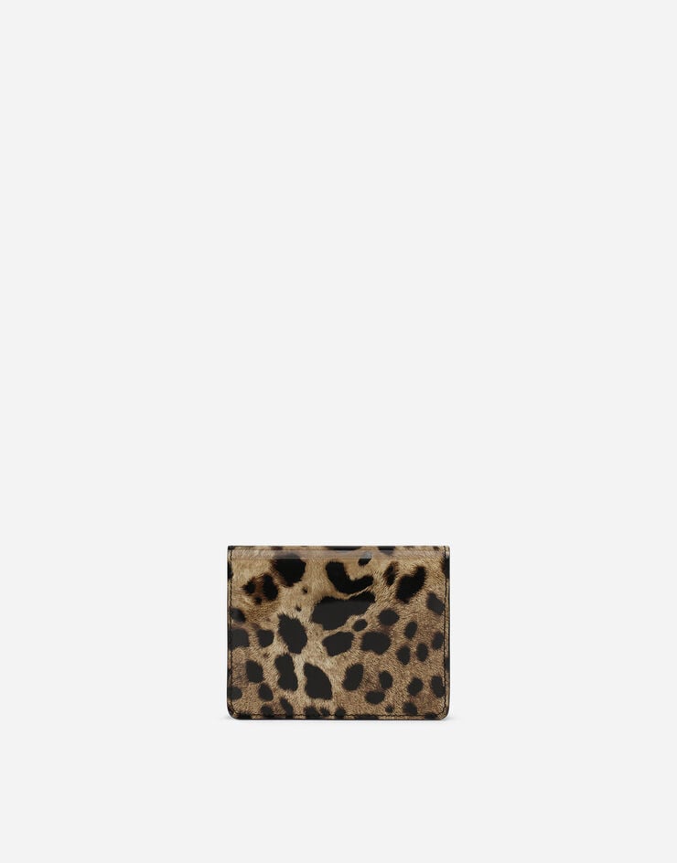 Dolce & Gabbana Cartera En Piel De Becerro Brillante Con Estampado De Leopardo