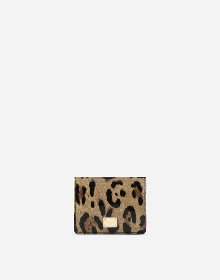 Dolce & Gabbana Cartera en piel de becerro brillante con estampado de leopardo