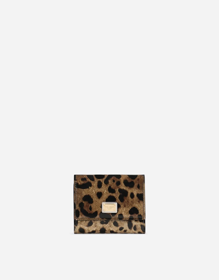 Dolce & Gabbana Cartera en piel de becerro brillante con estampado de leopardo
