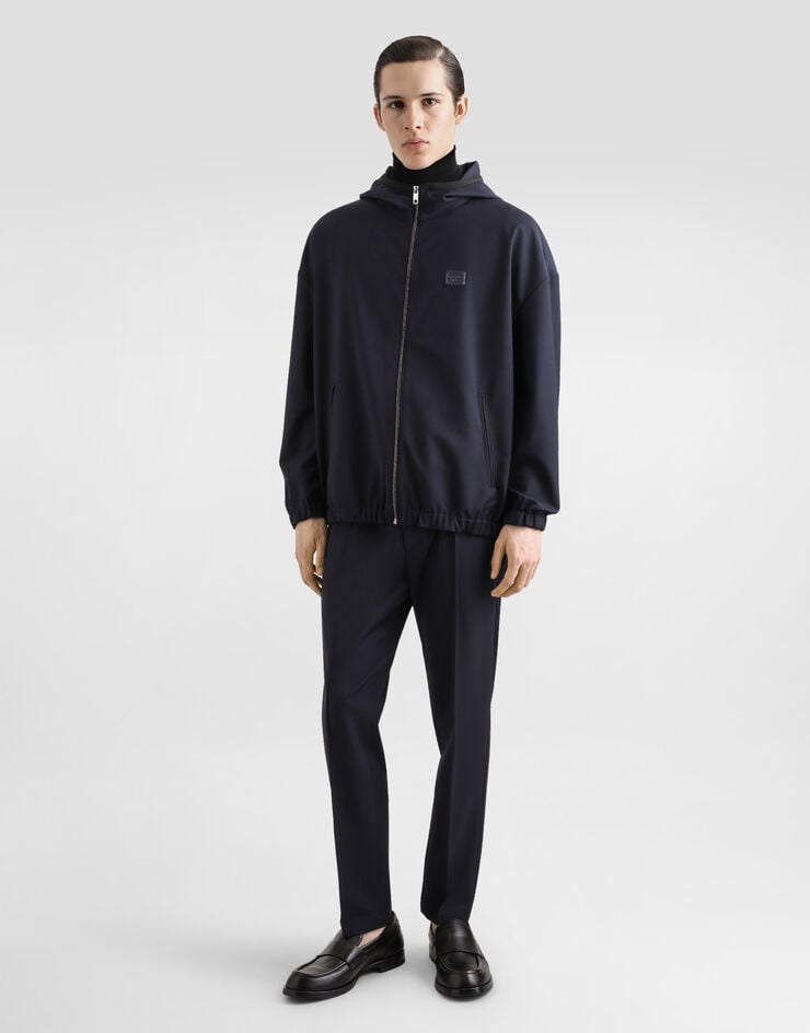 Dolce & Gabbana Cazadora De Tela De Lana Con Capucha Y Placa