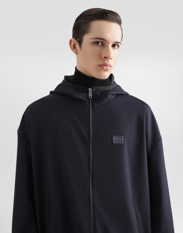 Dolce & Gabbana Cazadora De Tela De Lana Con Capucha Y Placa