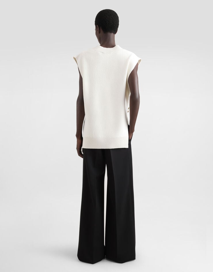 Dolce & Gabbana Chaleco De Lana Con Cuello De Pico Botones Joya Y DG Bordado