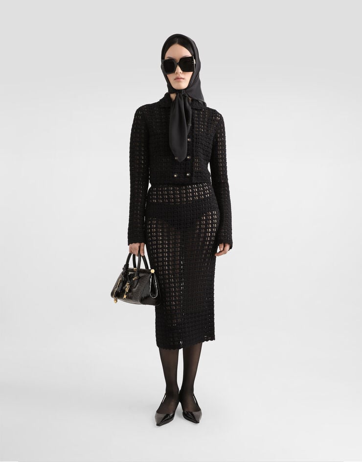 Dolce & Gabbana Chaqueta Corta De Botonadura Cruzada De Punto De Ganchillo De Lana