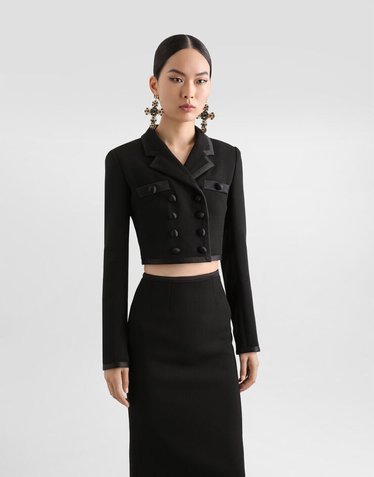 Dolce & Gabbana Chaqueta Corta De Botonadura Cruzada En Crepé De Lana