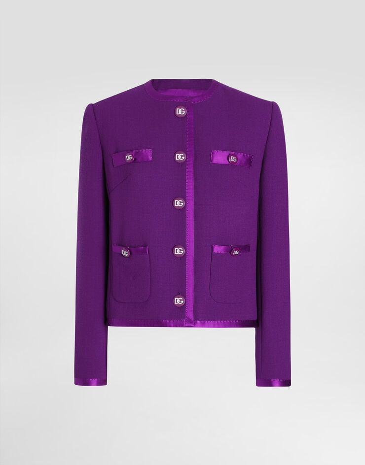 Dolce & Gabbana Chaqueta corta de botonadura sencilla en crepé de lana