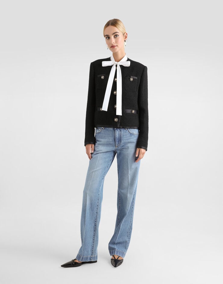 Dolce & Gabbana Chaqueta Corta De Tweed Bouclé Con Botonadura Recta De Botones Joya