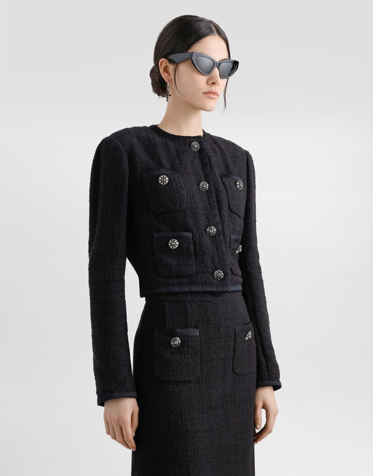 Dolce & Gabbana Chaqueta Corta De Tweed Raschel Con Botonadura Recta Y Botones Joya