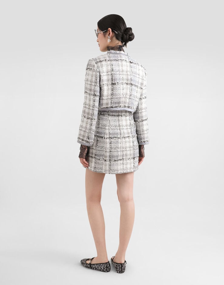 Dolce & Gabbana Chaqueta Corta De Tweed Raschel Lúrex A Cuadros