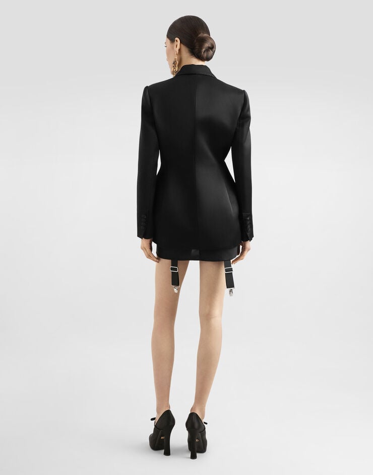 Dolce & Gabbana Chaqueta Cruzada De Raso Duquesa Con Copas Cónicas