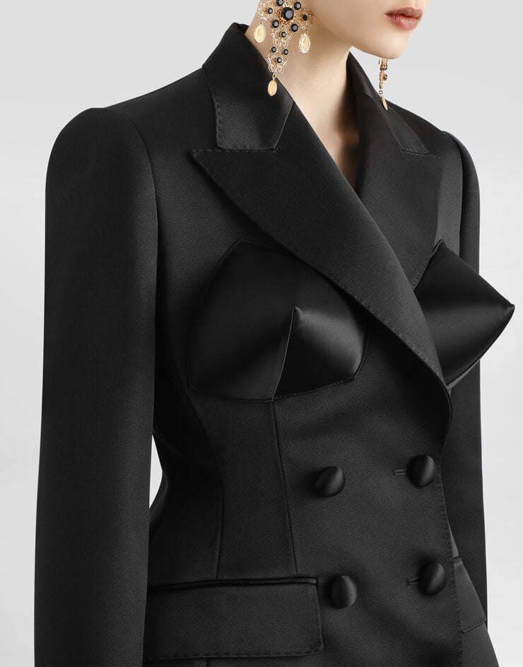 Dolce & Gabbana Chaqueta Cruzada De Raso Duquesa Con Copas Cónicas