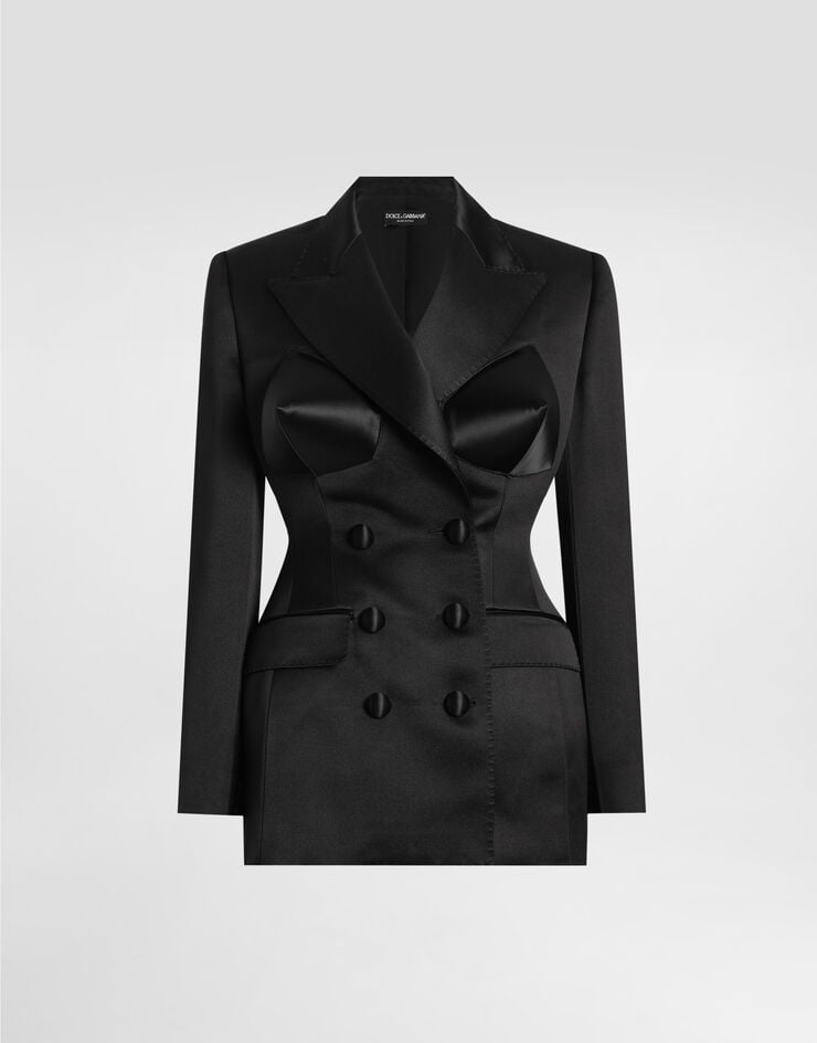 Dolce & Gabbana Chaqueta cruzada de raso duquesa con copas cónicas