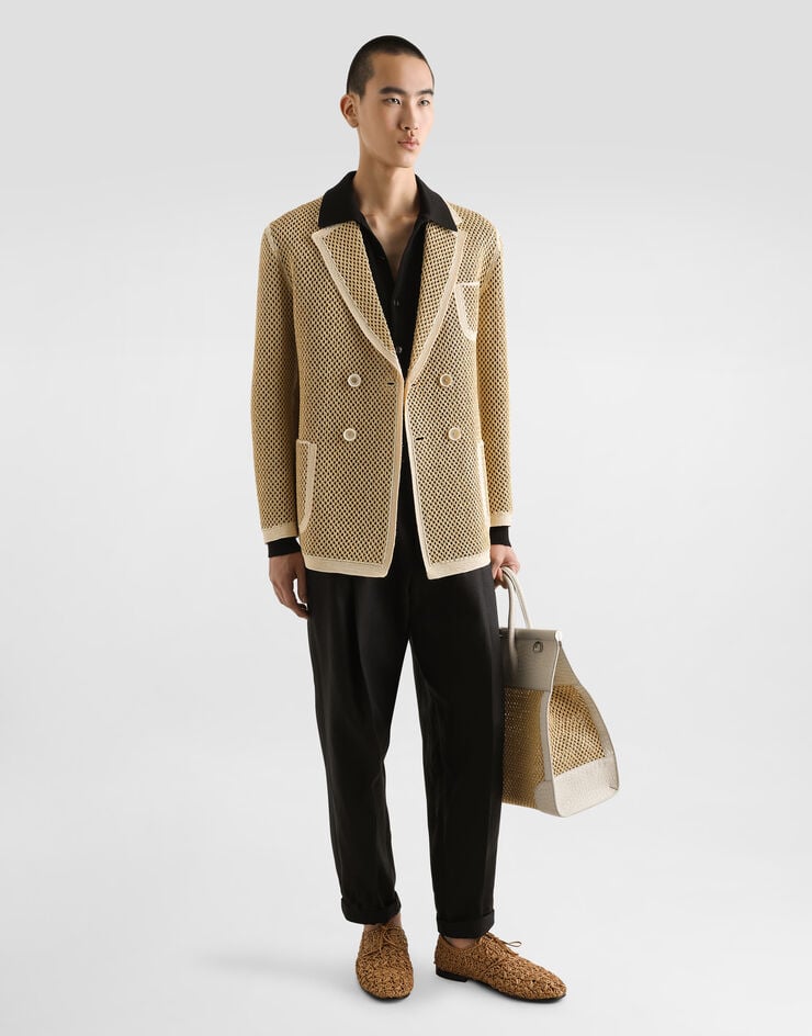 Dolce & Gabbana Chaqueta De Botonadura Doble De Rejilla De Rafia