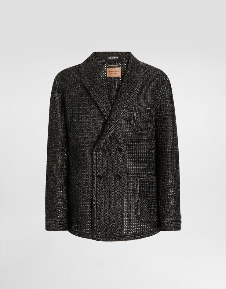 Dolce & Gabbana Chaqueta de botonadura doble de rejilla de rafia