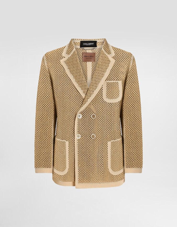 Dolce & Gabbana Chaqueta de botonadura doble de rejilla de rafia
