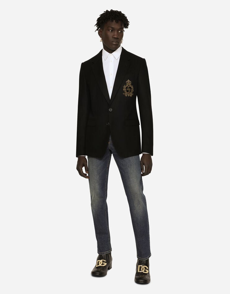 Dolce & Gabbana Chaqueta De Botonadura Sencilla En Lana Y Cachemira Con Parche DG