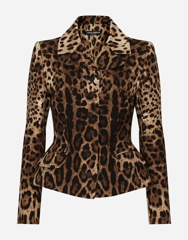 Dolce & Gabbana Chaqueta de crepé doble con botonadura sencilla y estampado de leopardo