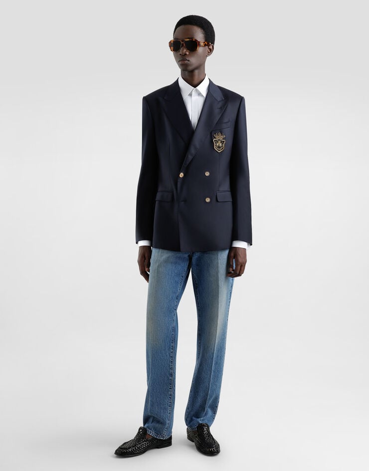 Dolce & Gabbana Chaqueta De Lana Con Botonadura Doble Y Parche