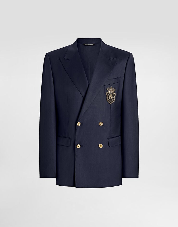Dolce & Gabbana Chaqueta de lana con botonadura doble y parche