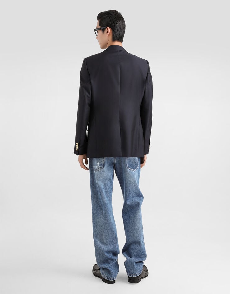 Dolce & Gabbana Chaqueta De Lana Y Seda Con Botonadura Sencilla Y Parche