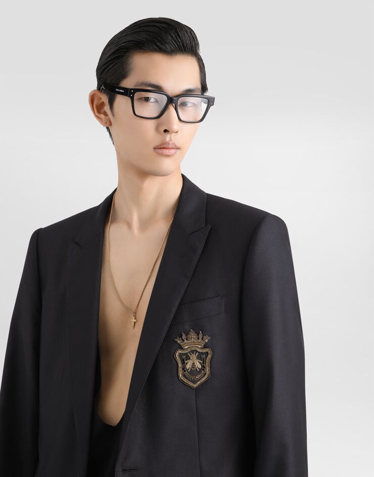 Dolce & Gabbana Chaqueta De Lana Y Seda Con Botonadura Sencilla Y Parche