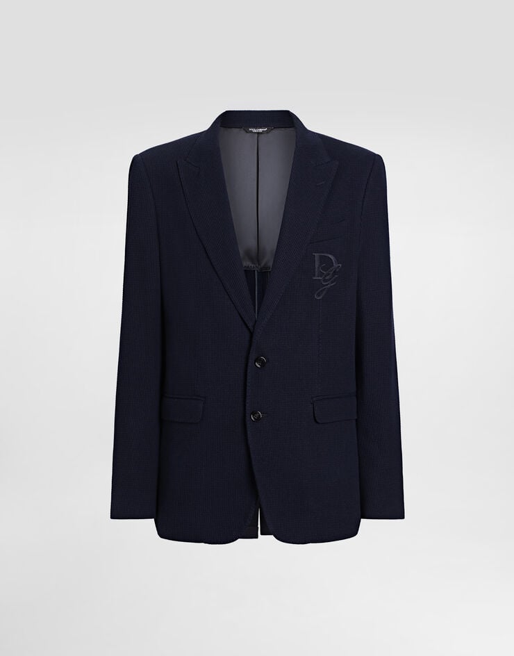Dolce & Gabbana Chaqueta de punto de algodón con botonadura sencilla y logotipo bordado