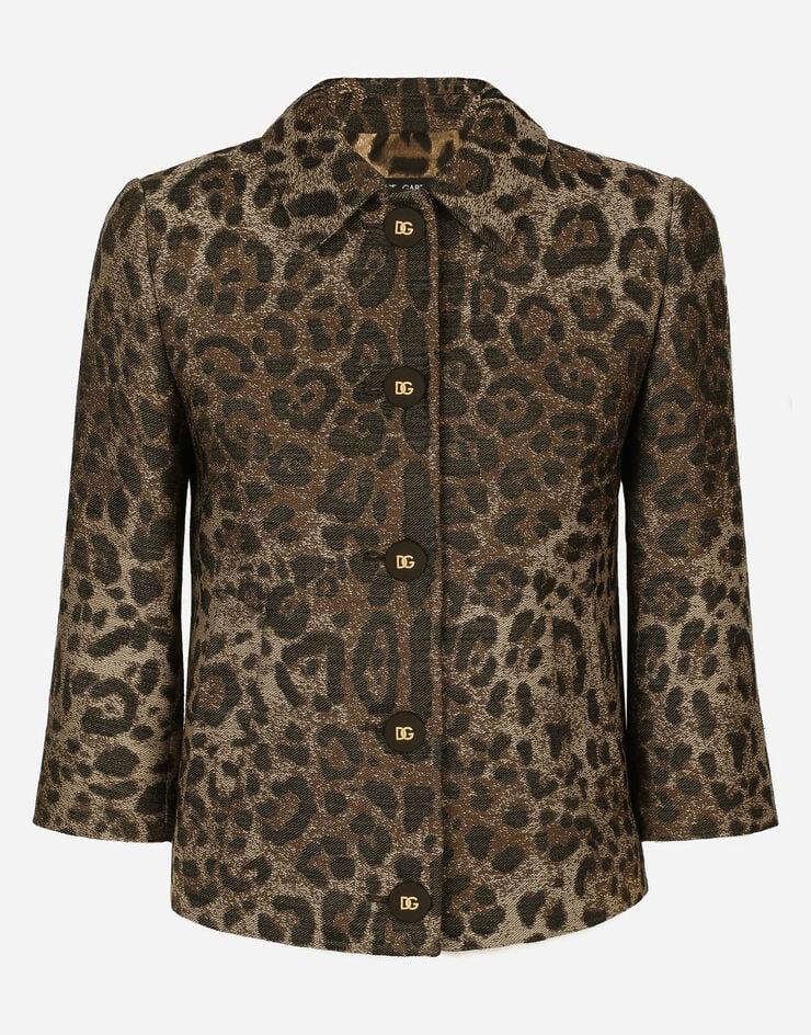 Dolce & Gabbana Chaqueta Gabbana en jacquard de lana con motivo de leopardo