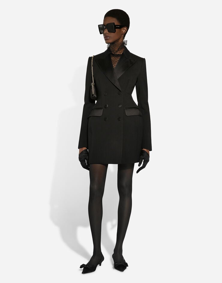 Dolce & Gabbana Chaqueta Larga Tipo Esmoquin Dolce De Botonadura Doble De Lana Elástica