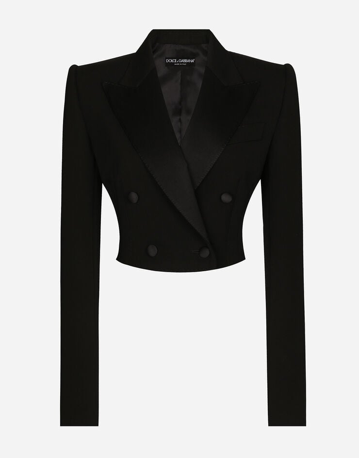 Dolce & Gabbana Chaqueta tipo esmoquin corta de botonadura doble en gabardina de lana