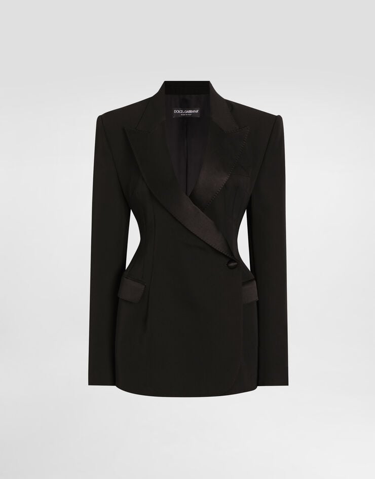 Dolce & Gabbana Chaqueta tipo esmoquin de botonadura doble en gabardina de lana