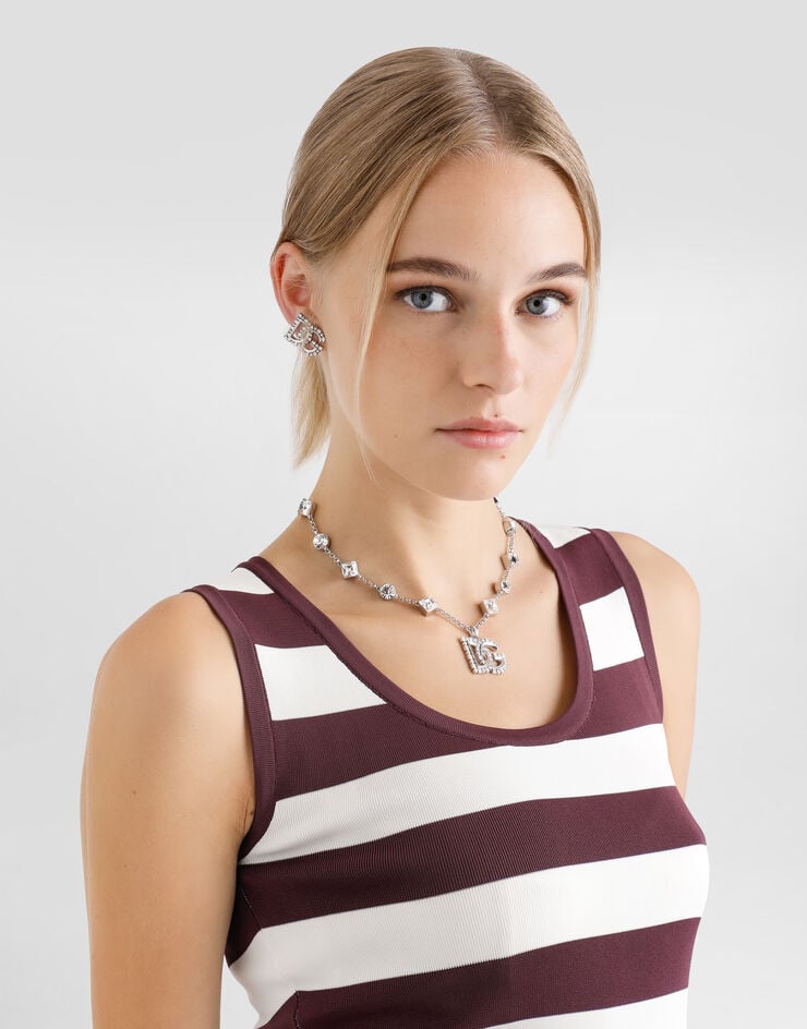 Dolce & Gabbana Collar De Cadena Fina Con Adornos Y Logotipo DG De Strass