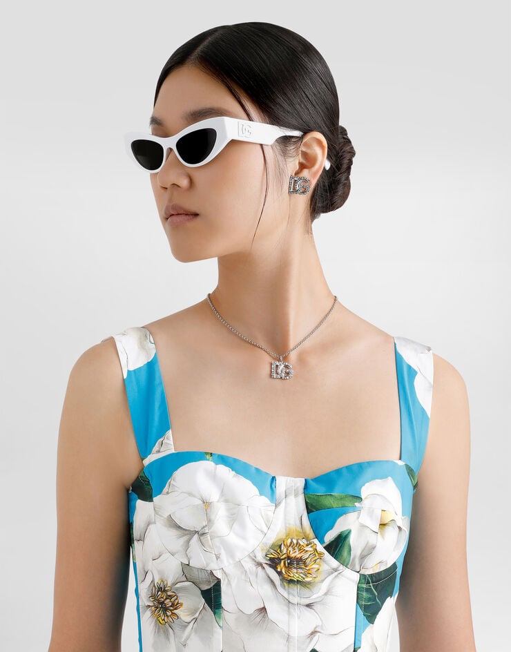 Dolce & Gabbana Collar De Cadena Fina Con Logotipo DG De Strass