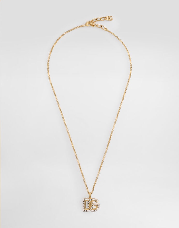 Dolce & Gabbana Collar de cadena fina con logotipo DG de strass
