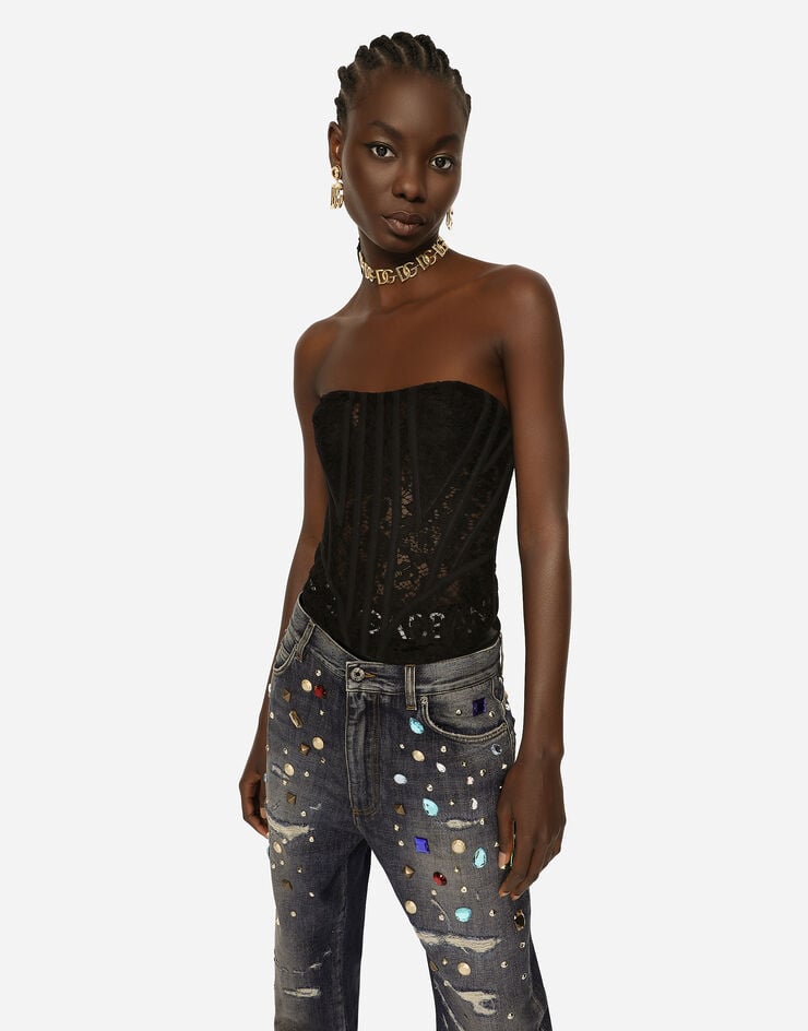 Dolce & Gabbana Corsé De Encaje Con Cordones Y Trabilla