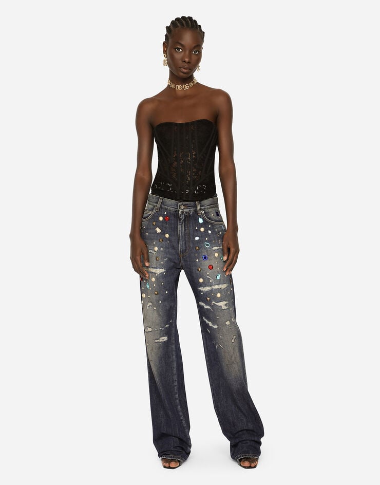 Dolce & Gabbana Corsé De Encaje Con Cordones Y Trabilla