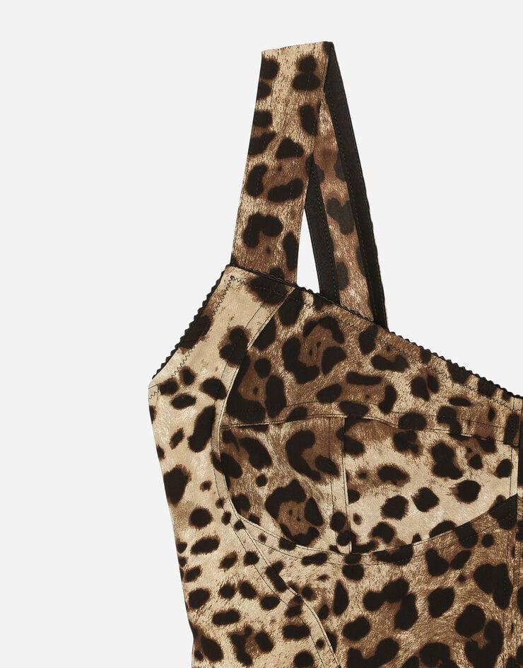 Dolce & Gabbana Corsé En Seda Satinada Con Estampado De Leopardo