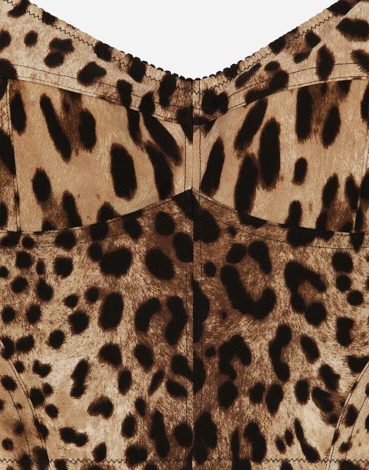 Dolce & Gabbana Corsé En Seda Satinada Con Estampado De Leopardo