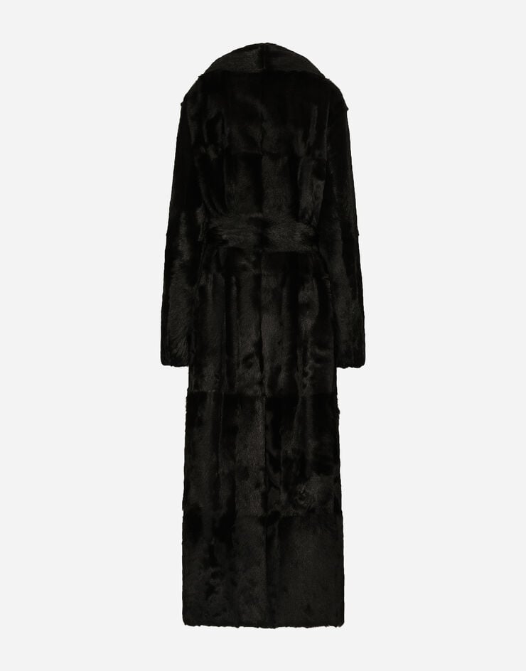 Dolce & Gabbana Abrigo En Piel De Cabra Con Cinturón