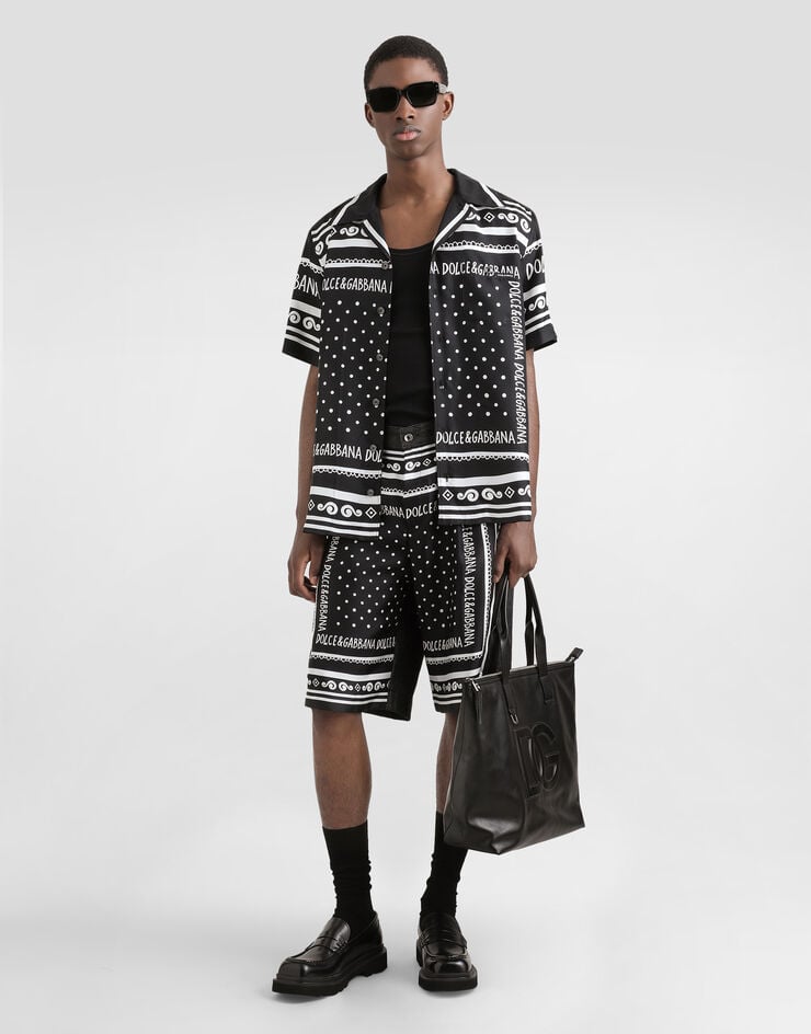 Dolce & Gabbana Bermudas De Denim Y Seda Estampada