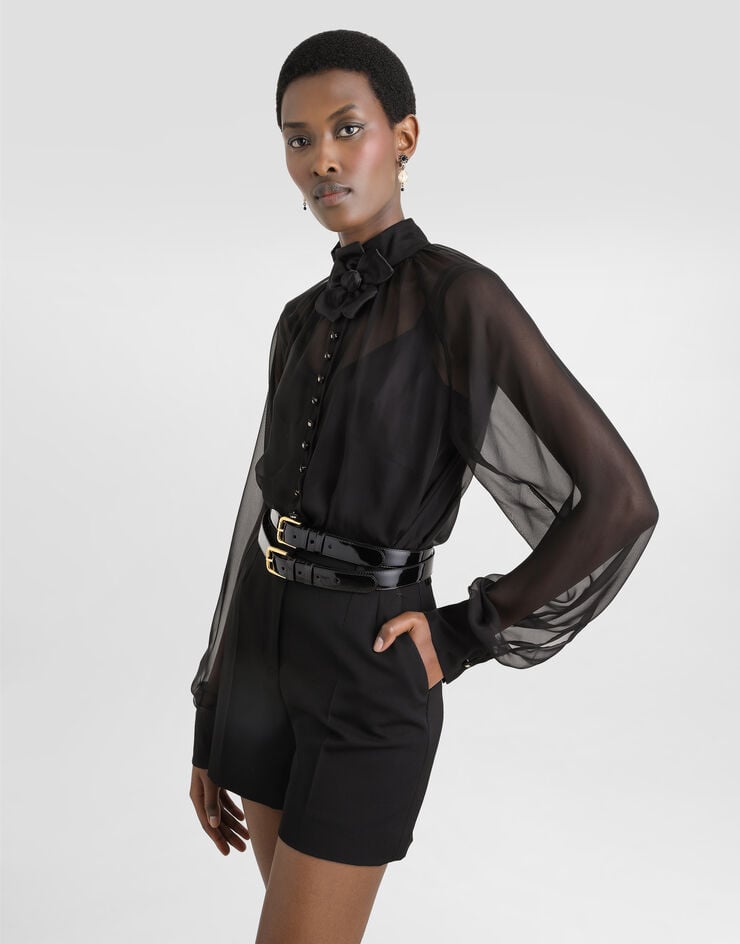 Dolce & Gabbana Blusa De Chifón Con Detalle De Flor