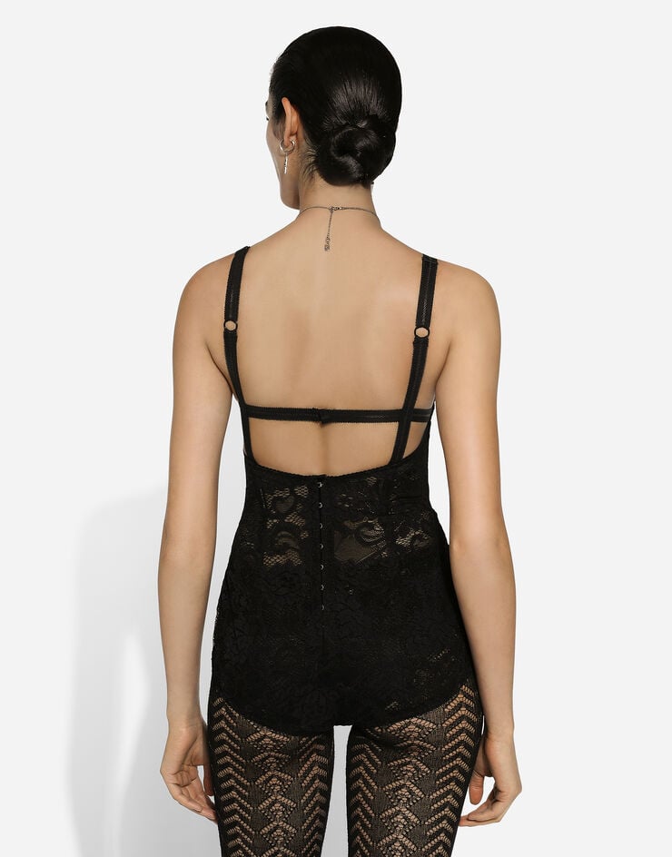 Dolce & Gabbana Bodi Corsetero De Raso Y Encaje