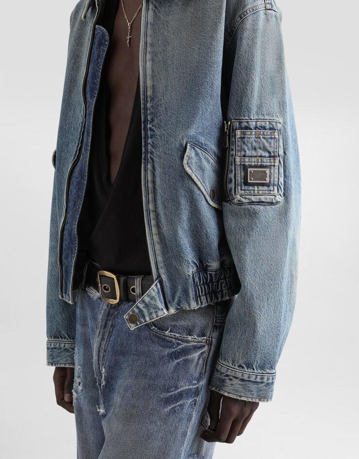 Dolce & Gabbana Bómber Vaquera De Algodón Con Placa