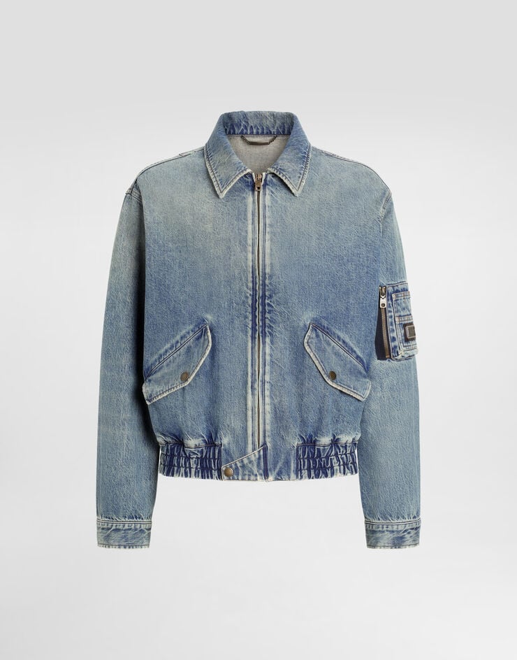Dolce & Gabbana Bómber vaquera de algodón con placa