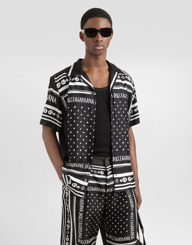 Dolce & Gabbana Camisa De Denim Y Seda Estampada