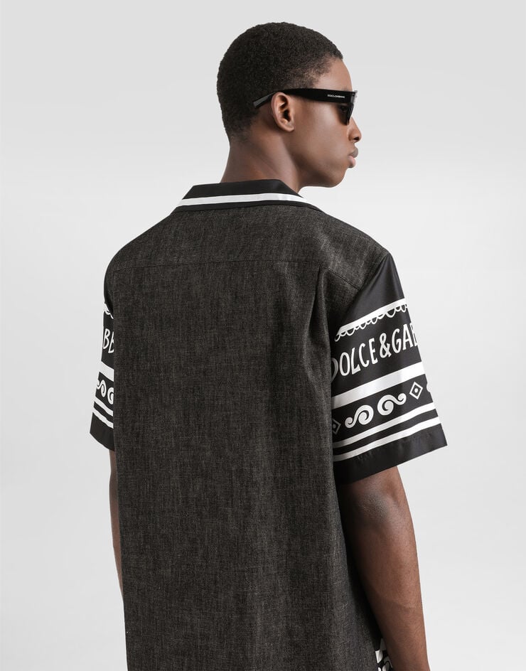 Dolce & Gabbana Camisa De Denim Y Seda Estampada