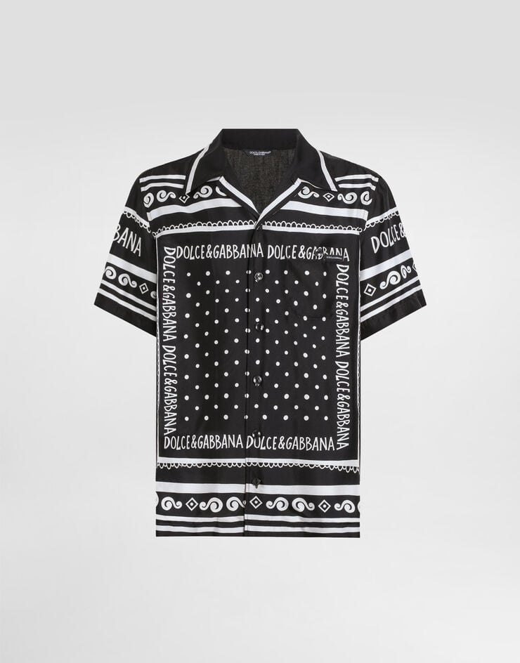 Dolce & Gabbana Camisa de denim y seda estampada